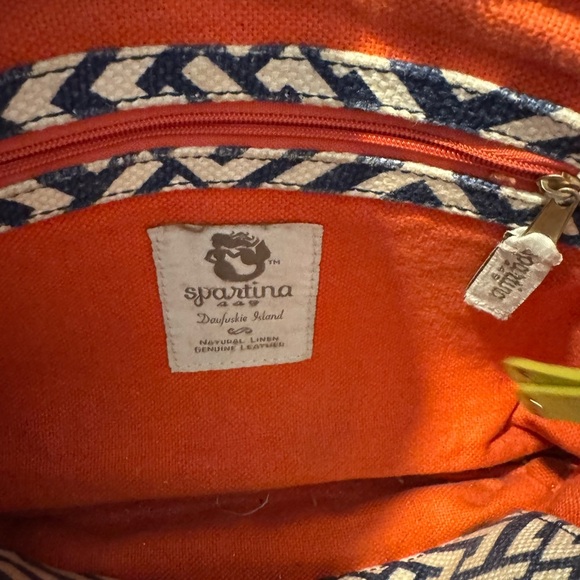 Spartina 449 blue/white lime purse. Crossbody. Linen and genuine leather - Picture 8 of 11